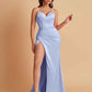 Simple Soft Satin Mermaid V-neck Floor-Length Mermaid Bridesmaid Dresses