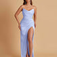 Sexy Soft Satin Mermaid V-neck Side Slit Floor-Length Bridesmaid Dresses Online