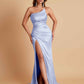 Gorgeous Strapless Soft Satin Side Slit Floor-Length Mermaid Bridesmaid Dresses