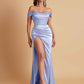 Sexy Off the Shoulder Soft Satin Side Slit Floor-Length Mermaid Bridesmaid Dresses