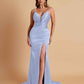 Sexy Soft Satin V-neck Spaghetti Strap Side-Slit Mermaid Bridesmaid Dresses