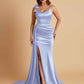 Elegant Soft Satin Mermaid Bowknot Floor-Length Mermaid Bridesmaid Dresses