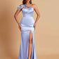 Elegant Soft Satin Sweetheart One Shoulder Side-Slit Mermaid Bridesmaid Dresses