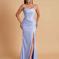 Gorgeous Spaghetti Straps Soft Satin Side Slit Floor-Length Mermaid Bridesmaid Dresses