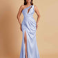 Sexy One Shoulder Soft Satin Side Slit Floor-Length Mermaid Bridesmaid Dresses