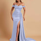 Gorgeous Soft Satin V-neck Off-the-Shoulder Side-Slit Mermaid Bridesmaid Dresses