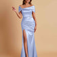 Elegant Soft Satin Off-the-shoulder Side-Slit Mermaid Bridesmaid Dresses