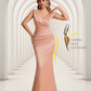 Elegant Satin V-neck Sleeveless Mermaid Floor Length Bridesmaid Dresses