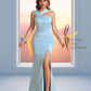 Elegant Satin Asymmetrical Side Slit Mermaid Floor Length Bridesmaid Dresses