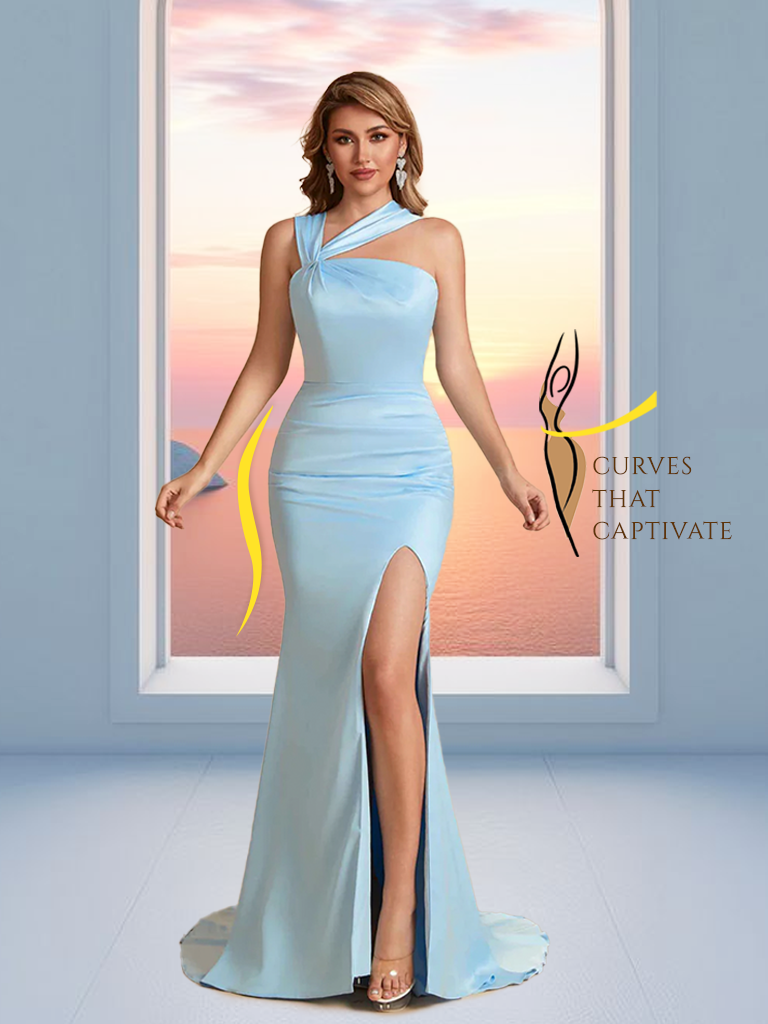 Elegant Satin Asymmetrical Side Slit Mermaid Floor Length Bridesmaid Dresses