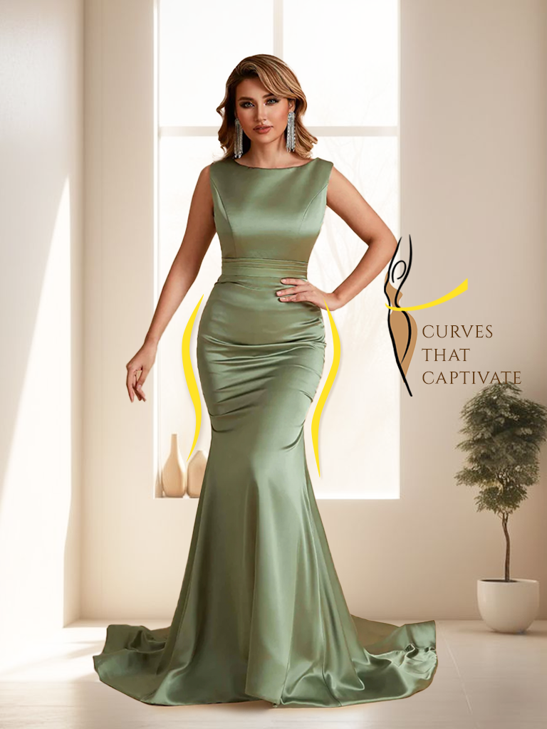 Elegant Satin Sleeveless Pleats Mermaid Bridesmaid Dresses Floor Length