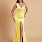 Gorgeous One Shoulder Soft Satin Side Slit Floor-Length Mermaid Bridesmaid Dresses