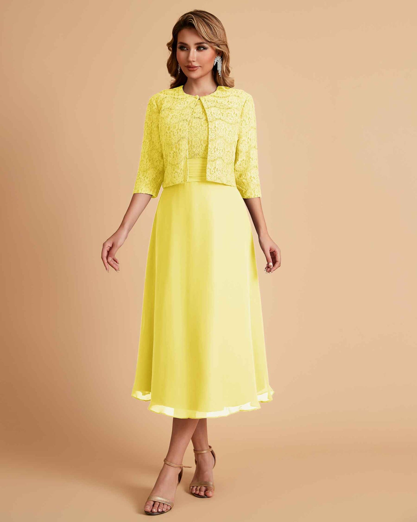 Elegant A-line Bateau Sleeveless Tea Length Mother of the Brides Dresses Online