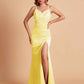 Sexy Satin V-neck Side Slit Mermaid Floor Length Bridesmaid Dresses