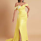 Elegant Soft Satin Mermaid Off Shoulder Floor-Length Mermaid Bridesmaid Dresses