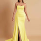 Elegant Soft Satin Sweetheart Strapless Side-Slit Mermaid Bridesmaid Dresses