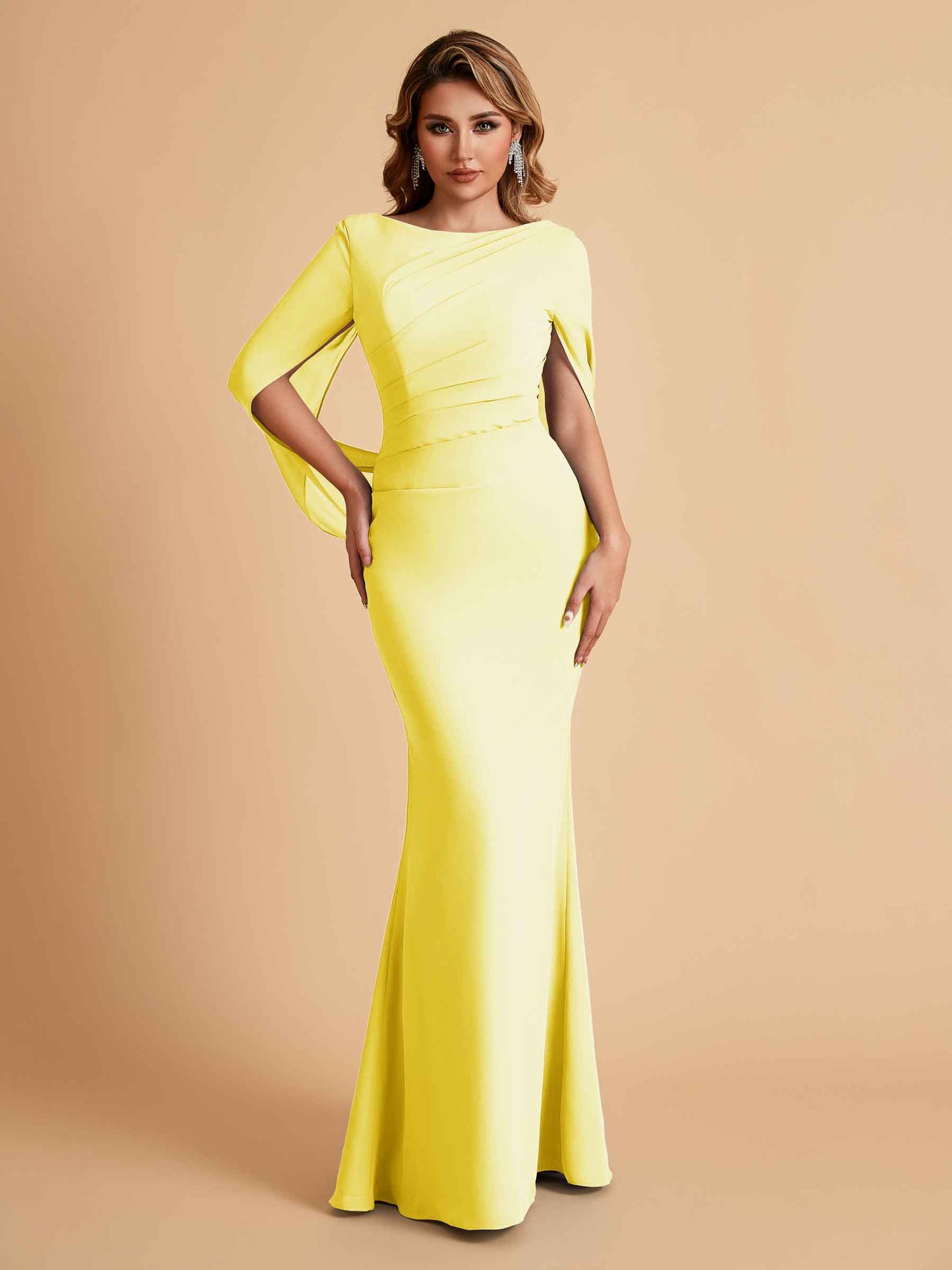 Elegant Mermaid Chiffon Half Sleeves Jewel Mother of the Brides Dresses Online