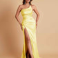 Gorgeous Strapless Soft Satin Side Slit Floor-Length Mermaid Bridesmaid Dresses
