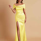 Elegant Soft Satin Off-the-shoulder Side-Slit Mermaid Bridesmaid Dresses