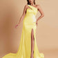Elegant Soft Satin Sweetheart One Shoulder Side-Slit Mermaid Bridesmaid Dresses