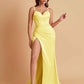 Simple Soft Satin Mermaid V-neck Floor-Length Mermaid Bridesmaid Dresses