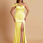 Elegant Soft Satin Sweetheart One Shoulder Side-Slit Mermaid Bridesmaid Dresses