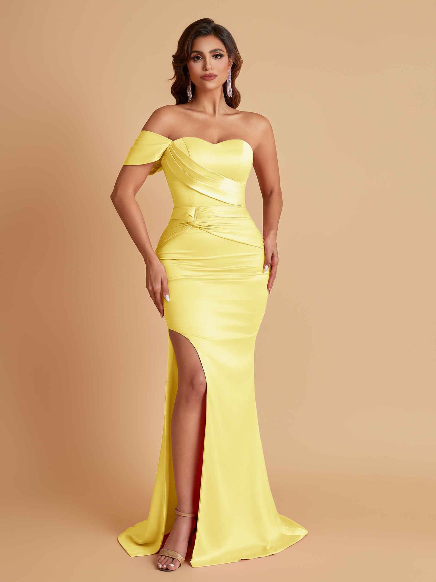Sexy Soft Satin Mermaid One Shoulder Floor-Length Mermaid Bridesmaid Dresses