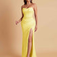 Sexy Strapless Soft Satin Side Slit Floor-Length Mermaid Bridesmaid Dresses