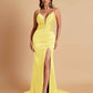 Sexy Soft Satin V-neck Spaghetti Strap Side-Slit Mermaid Bridesmaid Dresses
