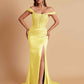 Sexy Soft Satin V-neck Off-the-shoulder Strapless Side-Slit Mermaid Bridesmaid Dresses