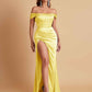 Sexy Off the Shoulder Soft Satin Side Slit Floor-Length Mermaid Bridesmaid Dresses