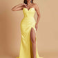 Elegant Soft Satin Mermaid V-neck Side Slit Floor-Length Bridesmaid Dresses Online