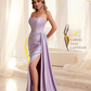 Sexy Satin Sleeveless Pleats Mermaid Bridesmaid Dresses Side Slit Floor Length
