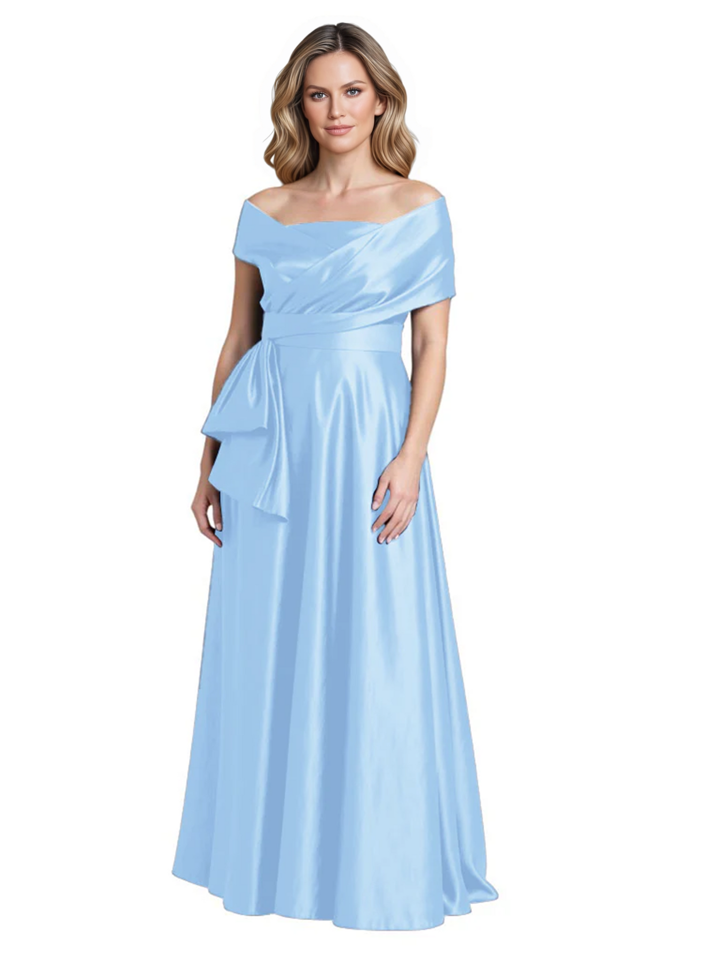 Formal Floor-Length Mother of the Bride Gown Sleeveless Satin Maxi Dress with Drape