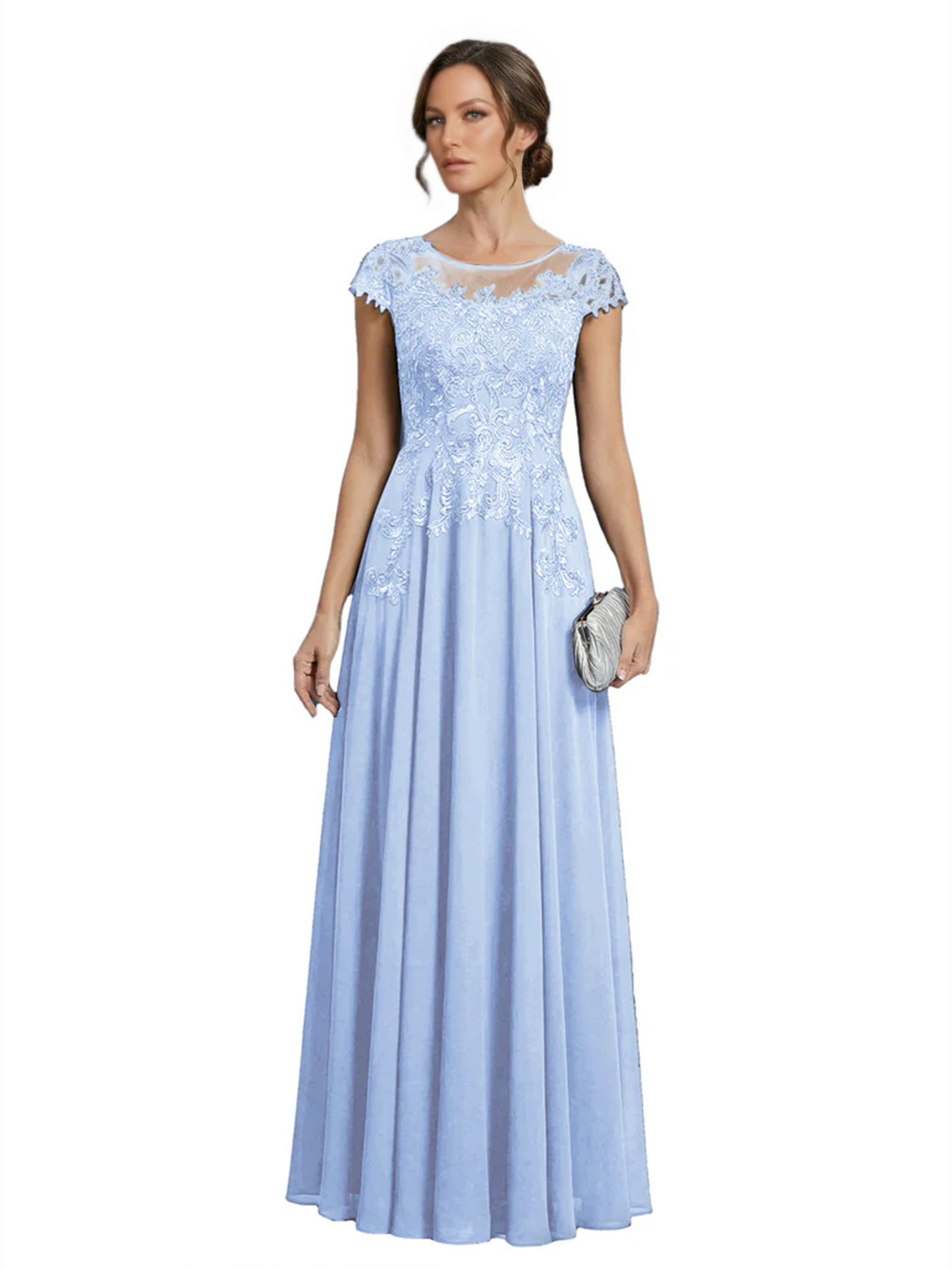 Chic Long A-Line Chiffon Mother of the Brides Dresses Sequin Mom Outfits For Wedding