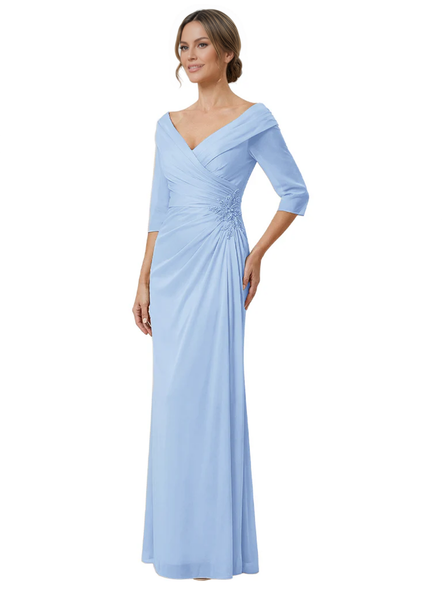 Elegant 3/4 Sleeve Mother of the Brides Dresses Mom Outfits Wedding Satin