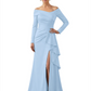 Elegant Mother of the Groom Dress Cascading Ruffle Satin Gown with High Slit Long Sleeves