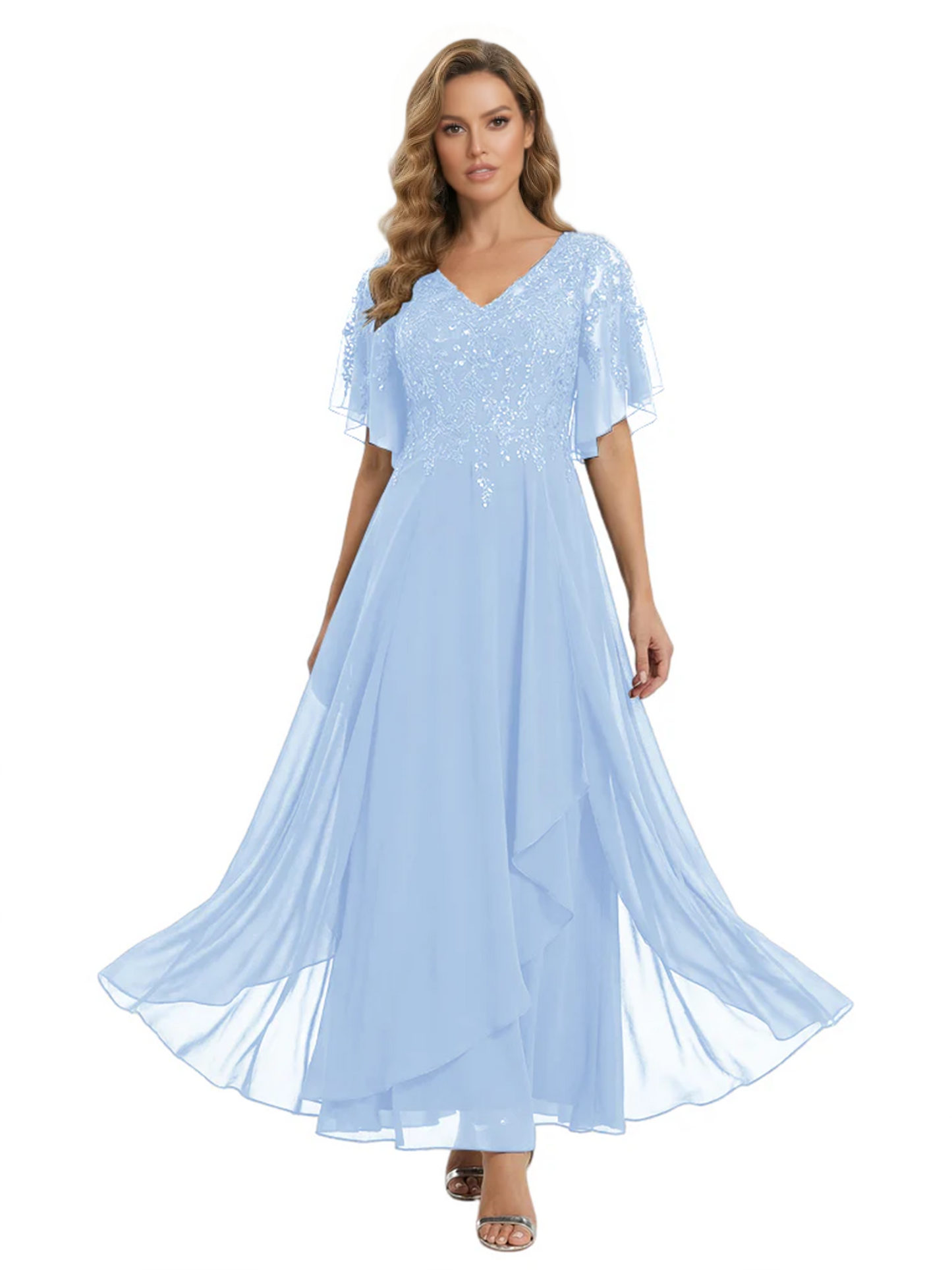 Bling Sequin Chiffon Mother of the Brides Dresses Wedding Party Gowns For Mom
