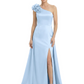 One Shoulder Mother of the Bride Dress with 3D Floral Detail Formal Dress A-Line Gowns with Slit