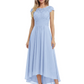 Elegant Evening Gown Trending 2026 Styles with Cap Sleeves High-Low Skirt