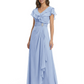 Elegant Mother of the Groom Dress Cascading Ruffle Chiffon Formal Gown Rhinestone