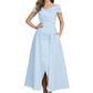 Formal Floor-Length Mother of the Bride Gown Satin Maxi Dress with Slit Off Shoulder