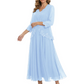 3/4 Sleeve Chiffon Mother of the Brides Dresses V-Neck Wedding Party Gowns