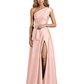 Wedding Mother of the Bride Dress One Shoulder and High Slit Formal Dresses