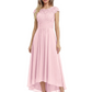 Elegant Evening Gown Trending 2026 Styles with Cap Sleeves High-Low Skirt