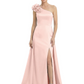 One Shoulder Mother of the Bride Dress with 3D Floral Detail Formal Dress A-Line Gowns with Slit