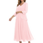3/4 Sleeve Chiffon Mother of the Brides Dresses V-Neck Wedding Party Gowns