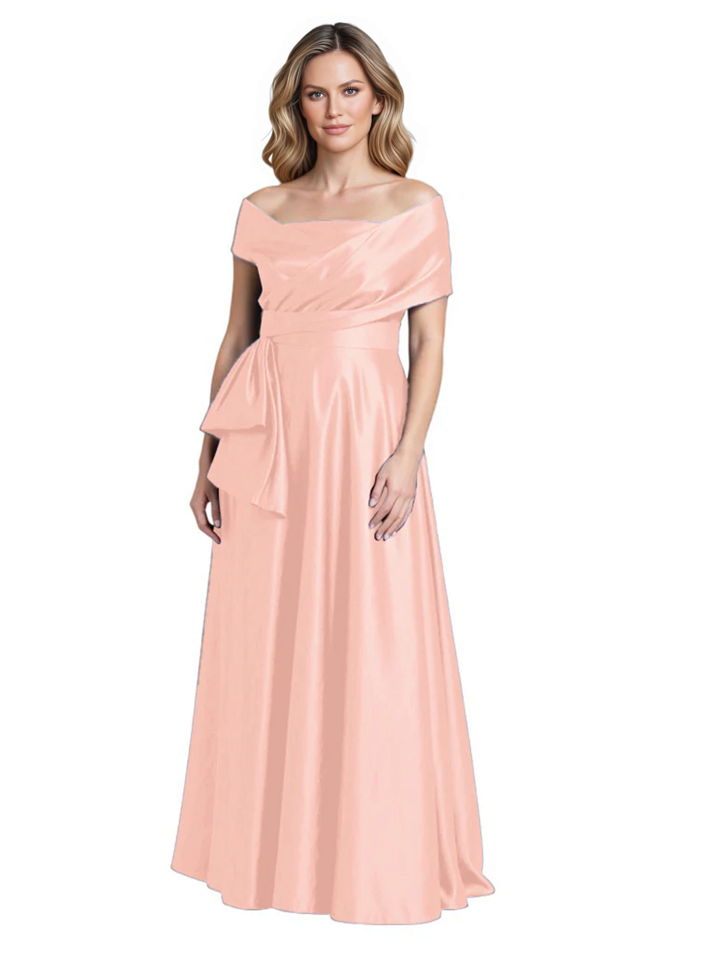 Formal Floor-Length Mother of the Bride Gown Sleeveless Satin Maxi Dress with Drape