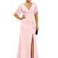 Elegant Evening Gown Trending V-Neck & Ruffle Detail Mother of Bride Outfits Slit