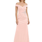 Off Shoulder Mother of the Bride Dress Beaded Waist Satin Gown Portrait Neckline